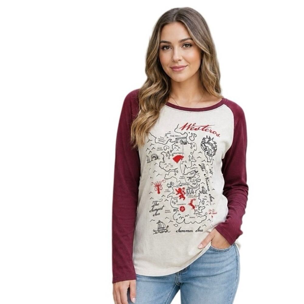 GAME OF THRONES HBO WESTEROS MAP Long Sleeve T-Shirt EXTRA LARGE